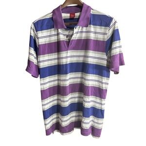 Junction West‎ Men's Striped Polo Shirt Purple Blue Gray Size L